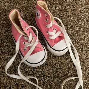 Pink converse high tops infant size 2